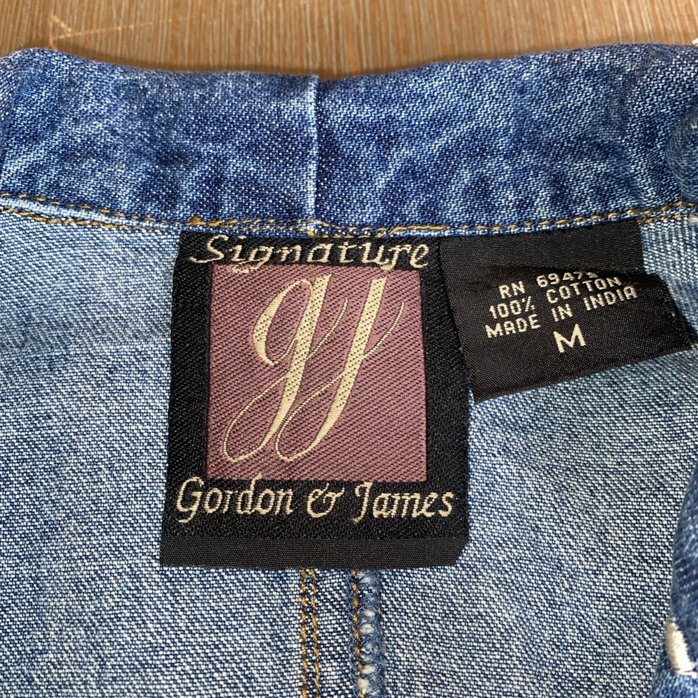 VTG Gordon & James Womens Embroidered Rhinestone Denim Blazer Med Western READ - Picture 5 of 11
